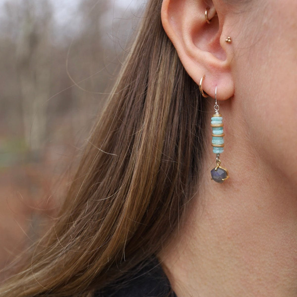 EAR Amazonite with Labradorite Drop Earrings