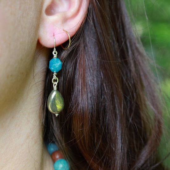 EAR Apatite and Pyrite Earring