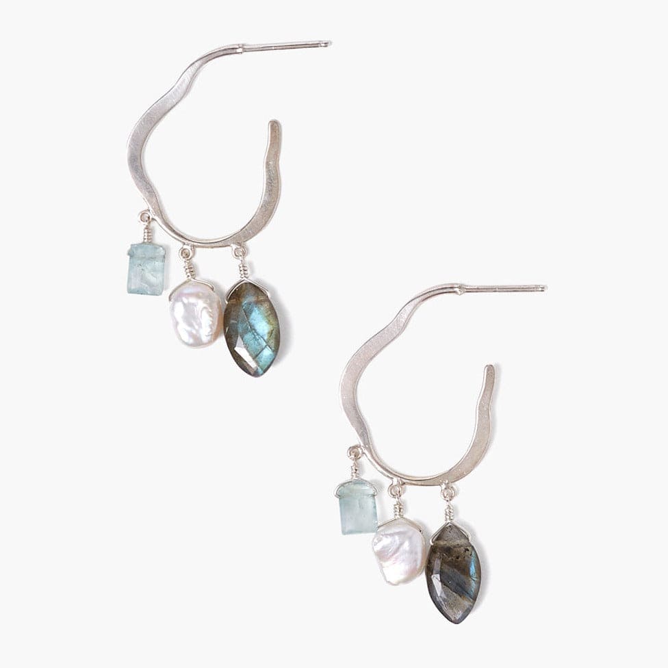 
                      
                        EAR Aquamarine Mix Silver Wave Hoops
                      
                    