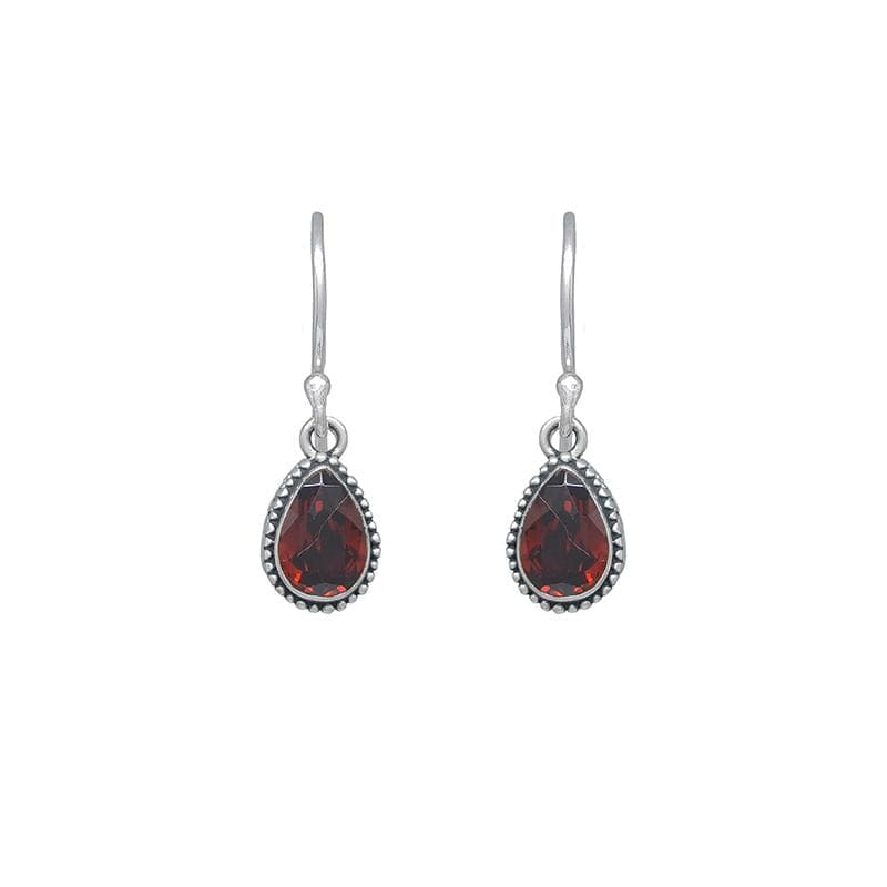 EAR Bali Teardrop Dangle with Garnet Earring