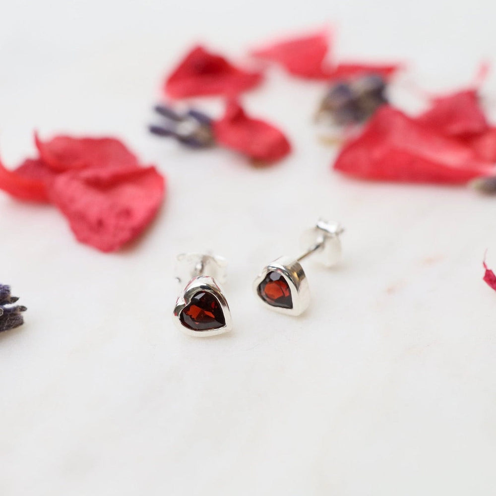 
                  
                    EAR Bezel Set African Garnet Heart Post Earrings
                  
                