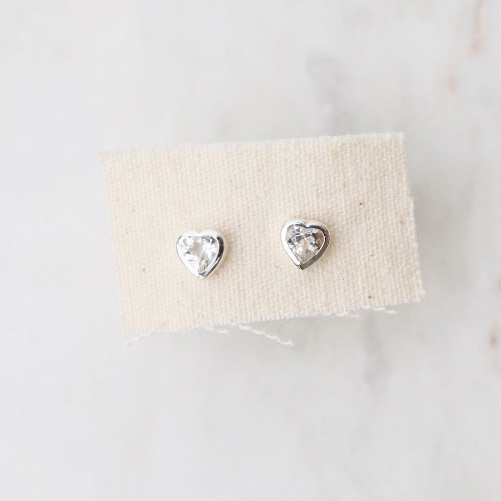 
                  
                    EAR Bezel Set White Topaz Heart Post Earrings
                  
                