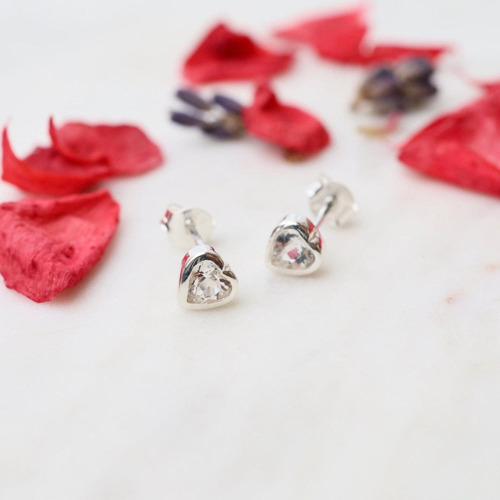 
                  
                    EAR Bezel Set White Topaz Heart Post Earrings
                  
                