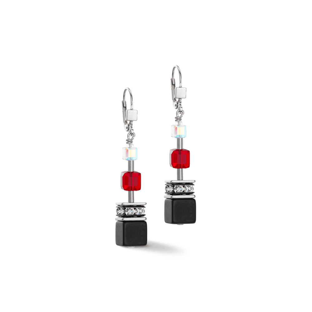 EAR Black and Red GeoCube Earring