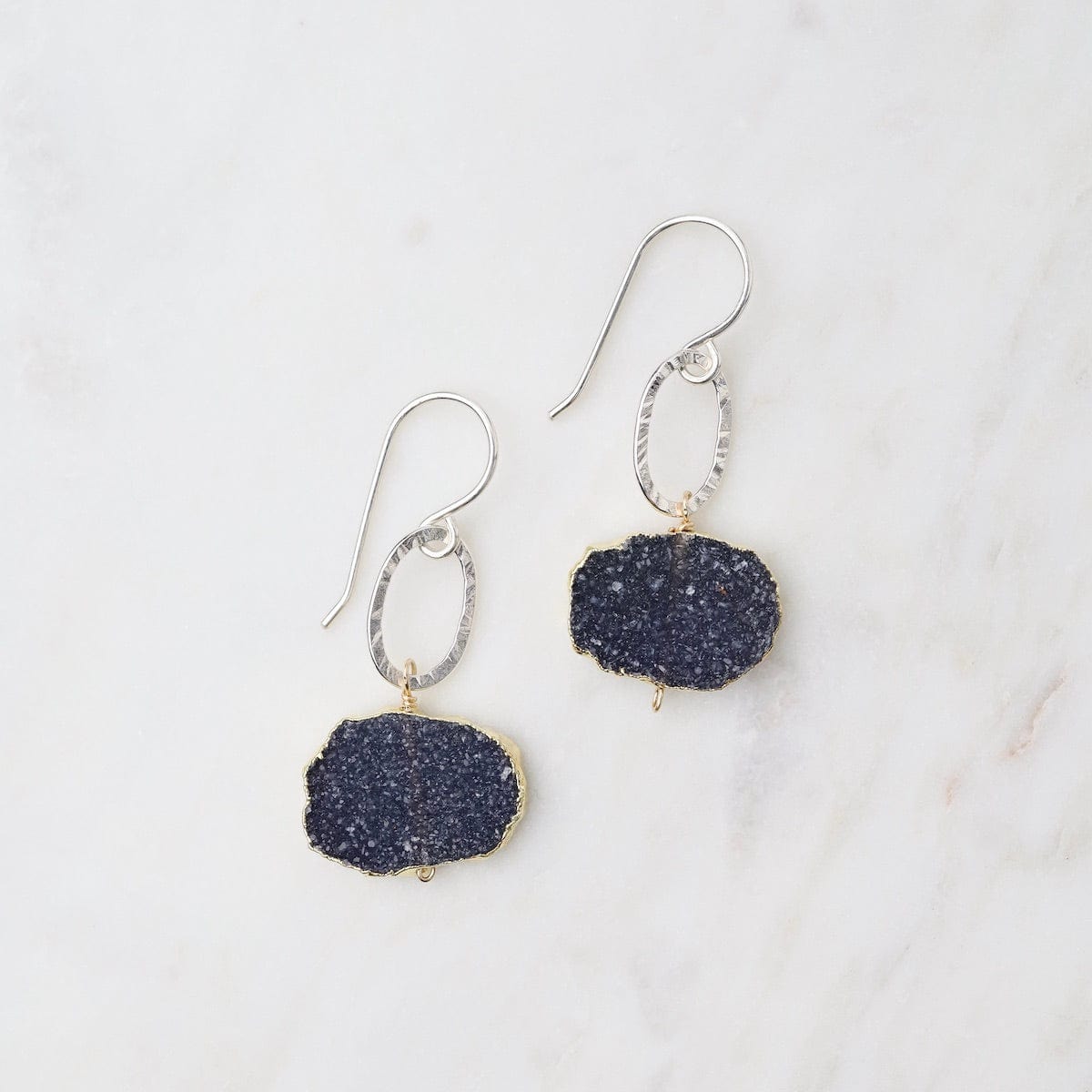 EAR Black Druzy Drop Earrings