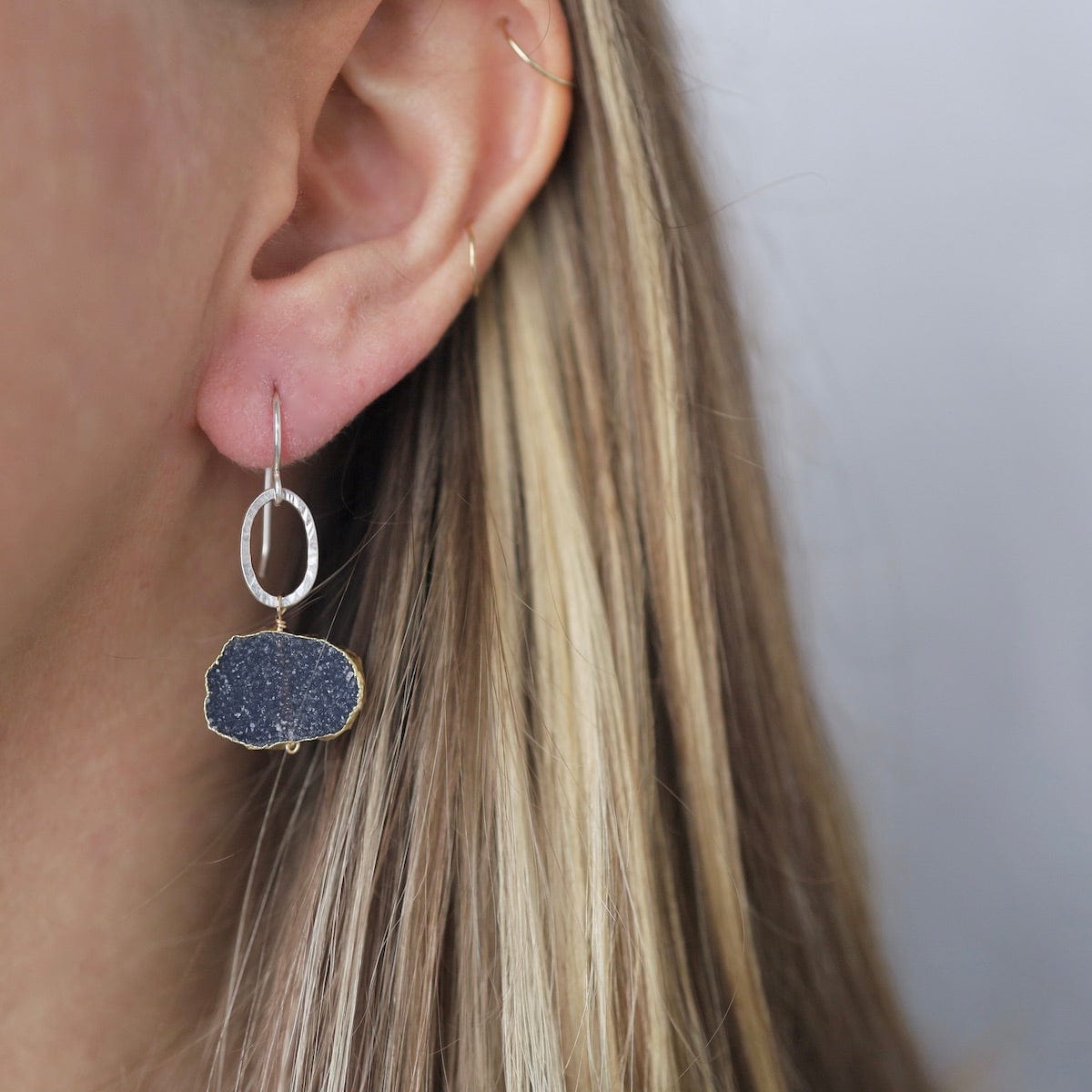 EAR Black Druzy Drop Earrings