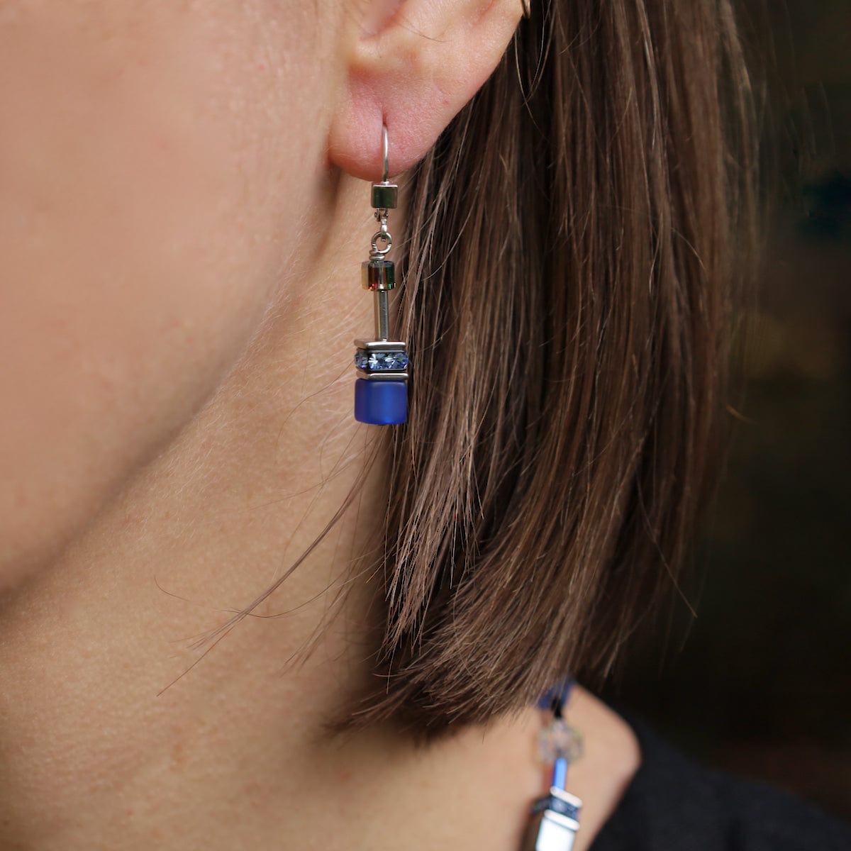 EAR Blue Geo Cube Earring