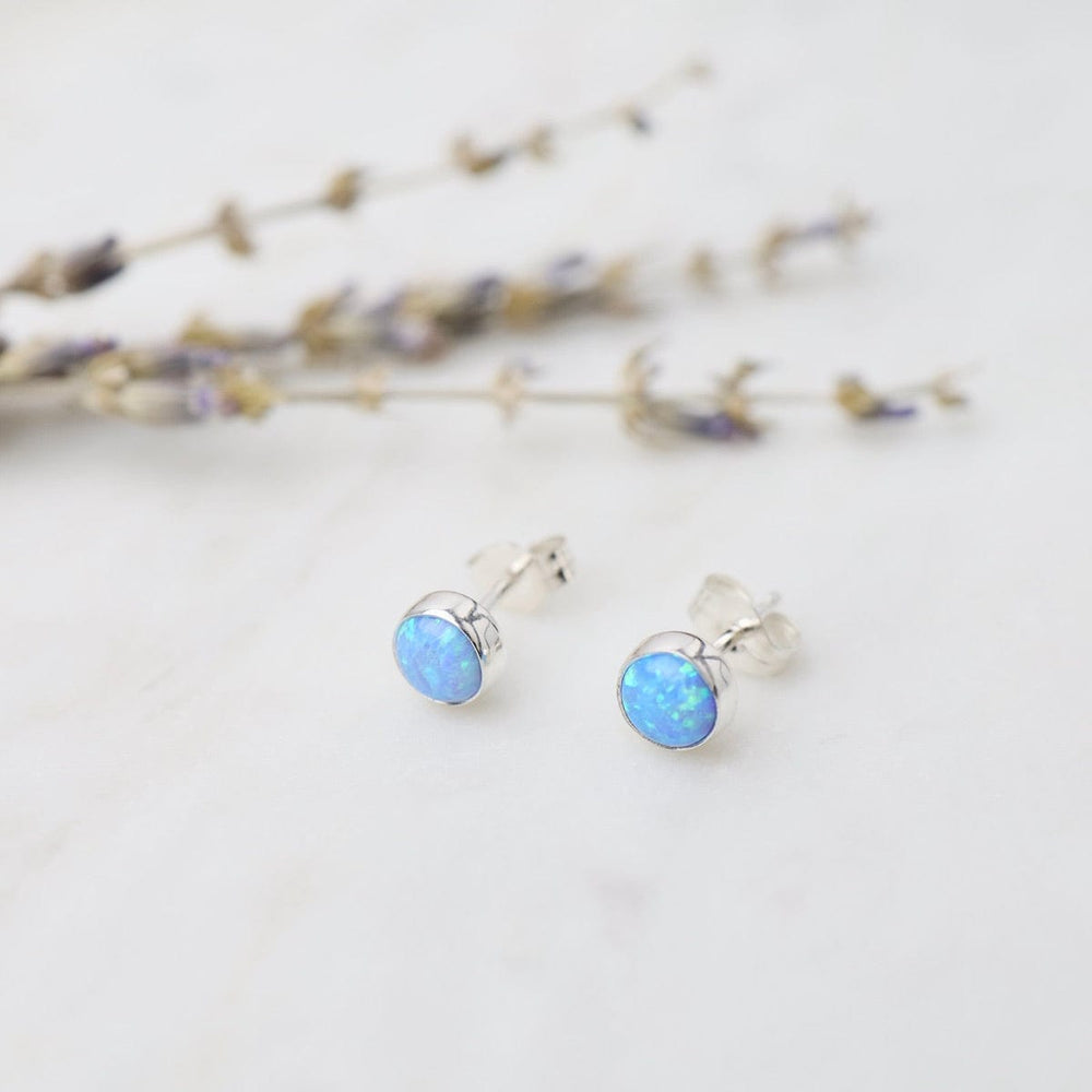 EAR Blue Opal Cabochon Post Earrings