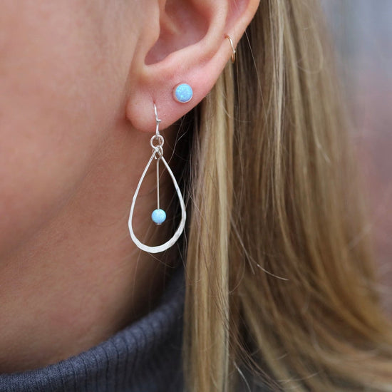 EAR Blue Opal Cabochon Post Earrings