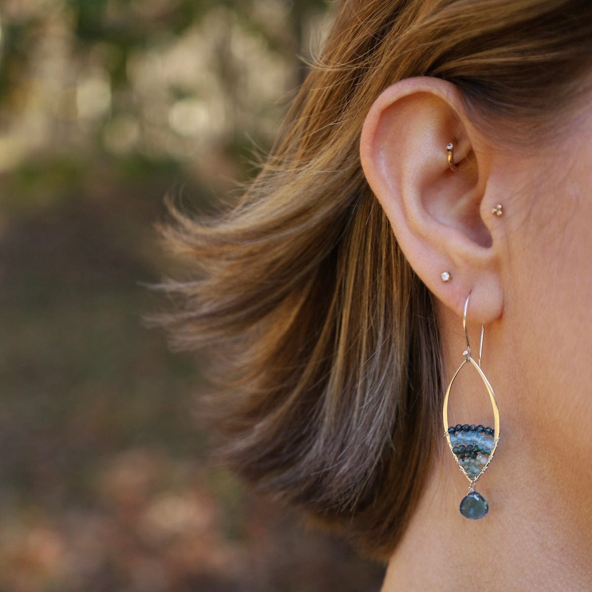 EAR Blue Quartz Silver Marquise Earrings