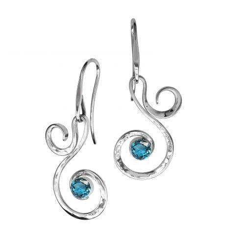 EAR Blue Topaz Fiddlehead Earring