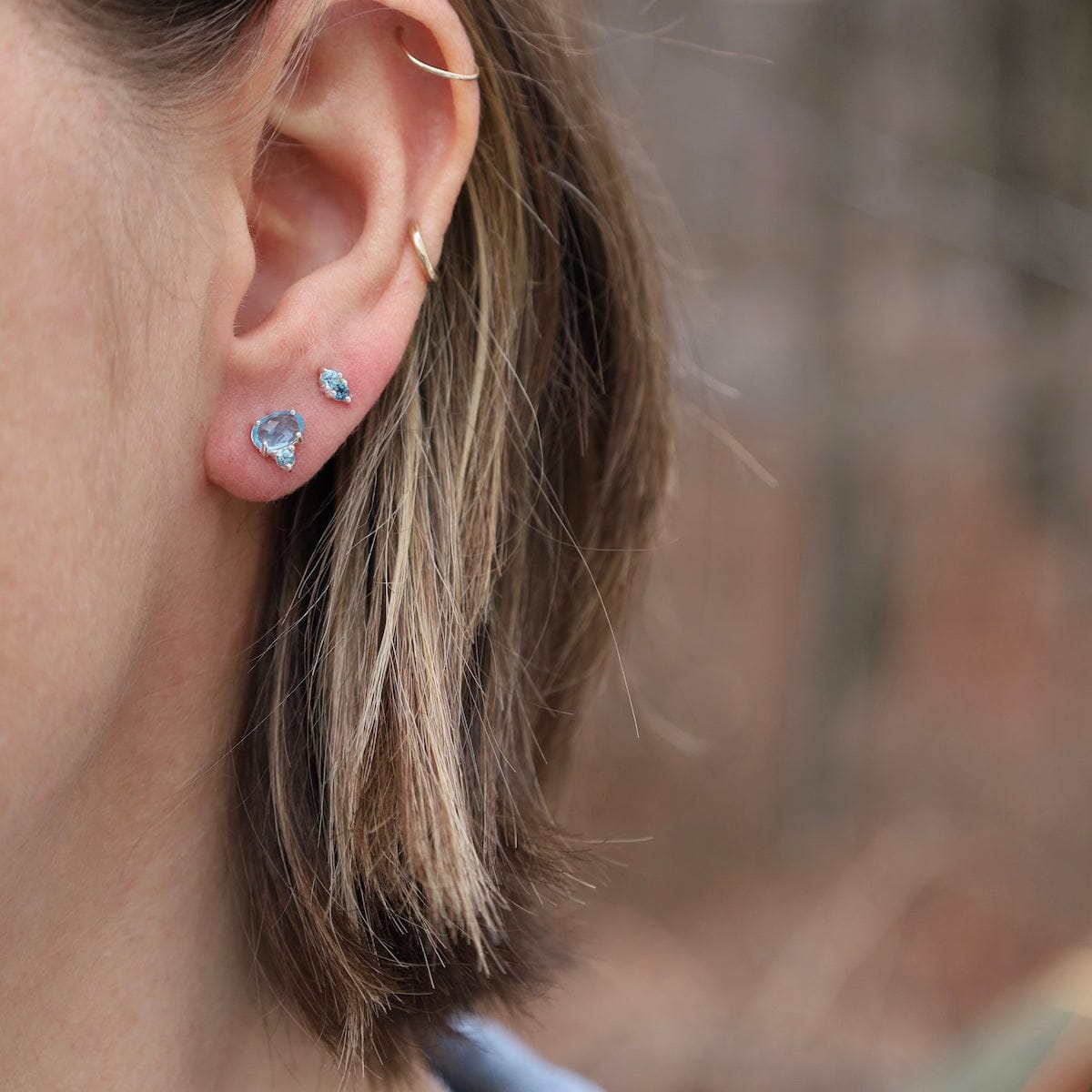 EAR Blue Topaz Oval with London Blue Topaz Accent Stud Earrings