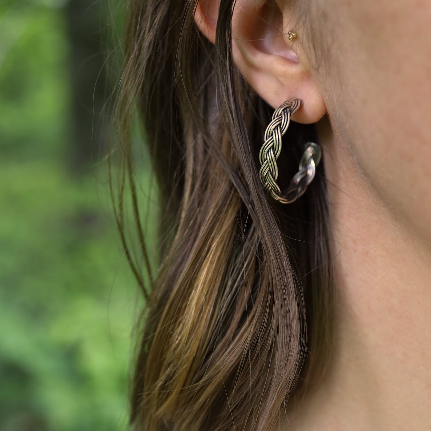 EAR Braided Silver Hoop Earrings