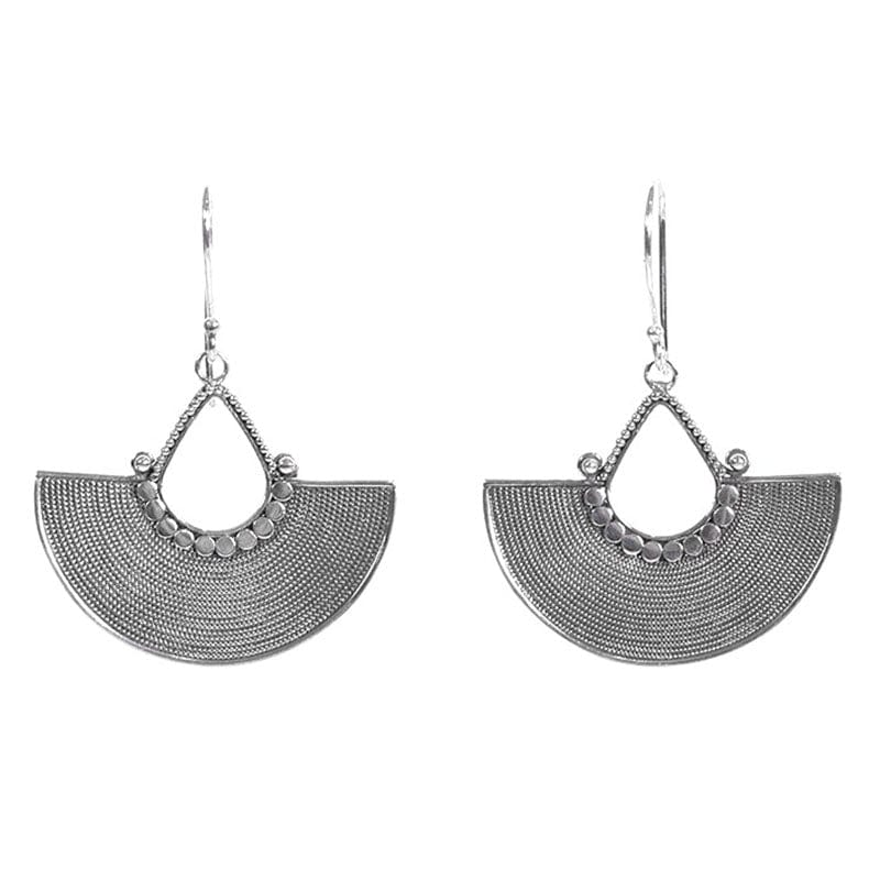 EAR Braided Sterling Silver Half Disc Earring