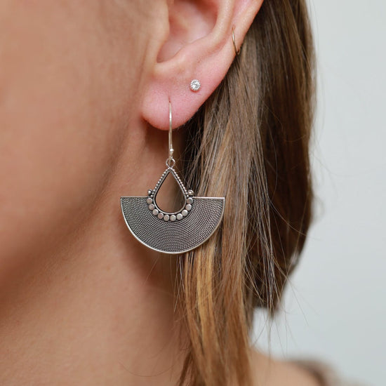 EAR Braided Sterling Silver Half Disc Earring