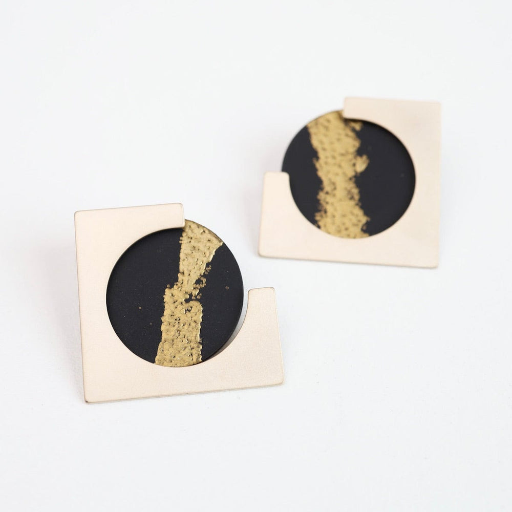 EAR-BRASS Ally Ear Jackets - Embossed Black and Gold