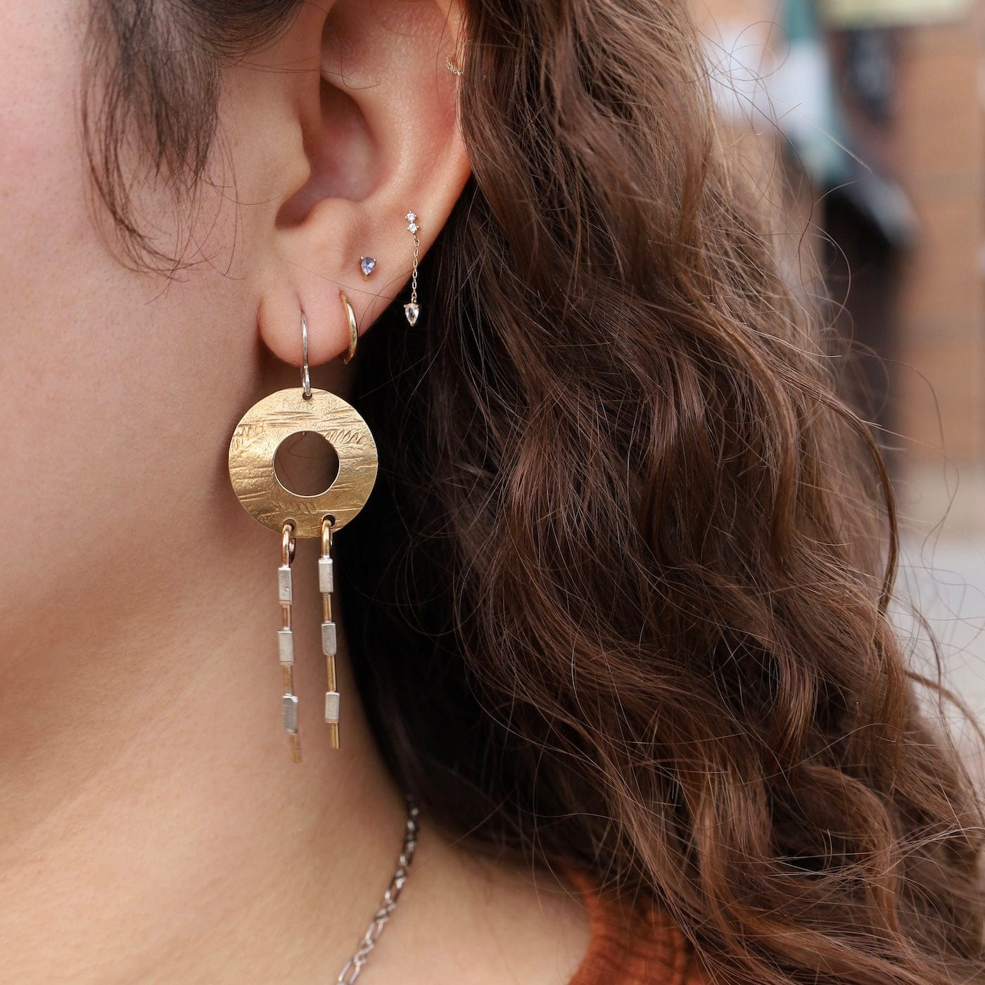 EAR Brass and Silver Happy Journey Earrings