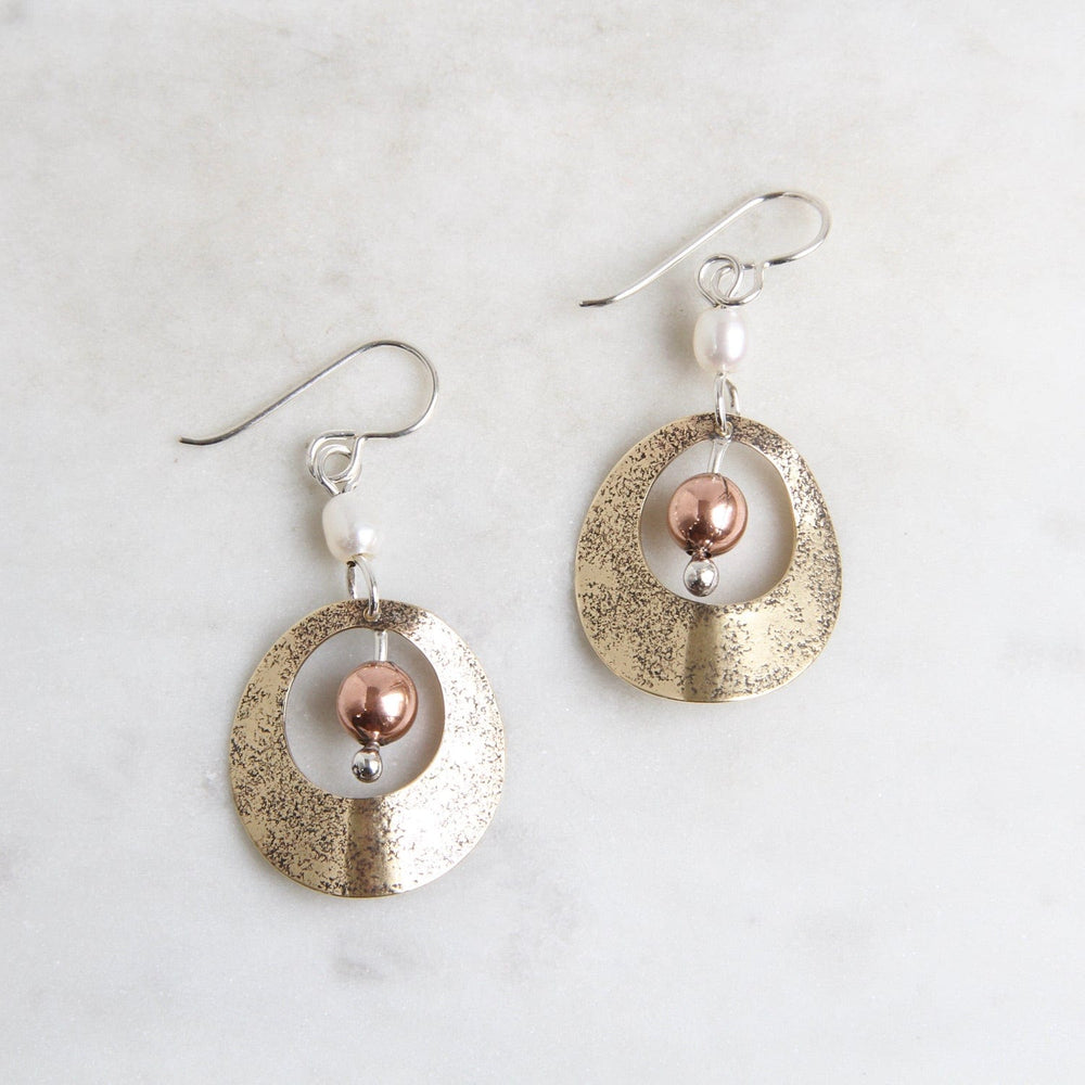 EAR-BRASS Brass Open Disc, Slightly Folded Earring