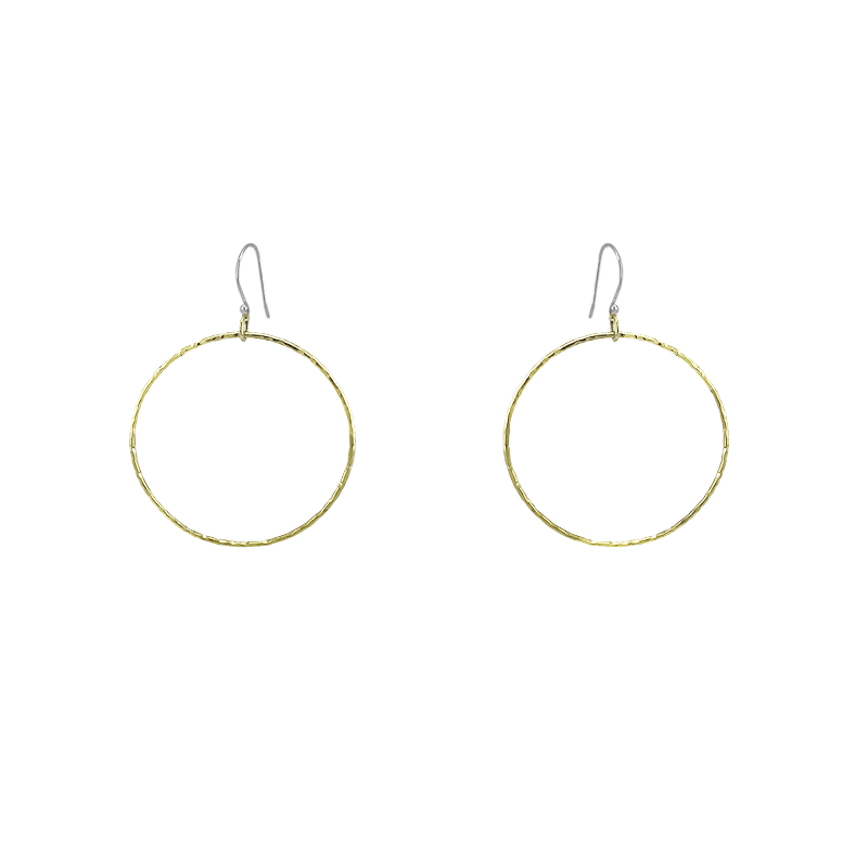 EAR-BRASS Hammered Brass Circle Earrings