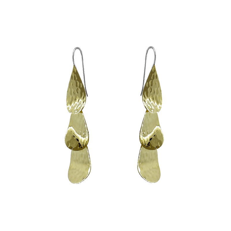 EAR-BRASS Hammered Brass Teardrop Dangle Earrings