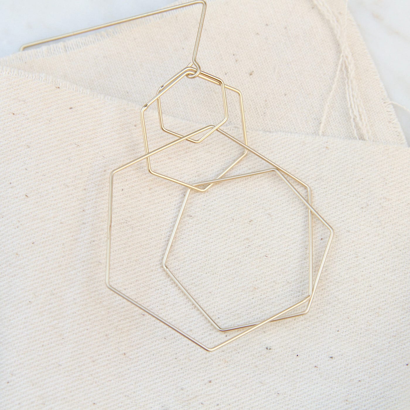 EAR-BRASS Hexxx Earrings - Satin Gold