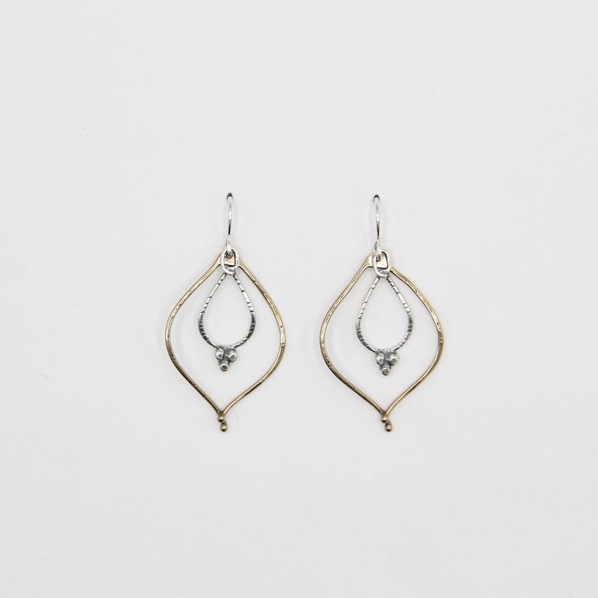 EAR Brass Marquise with Silver Teardrop Earrings