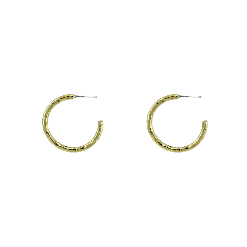 EAR-BRASS Medium Hammered Brass Hoops