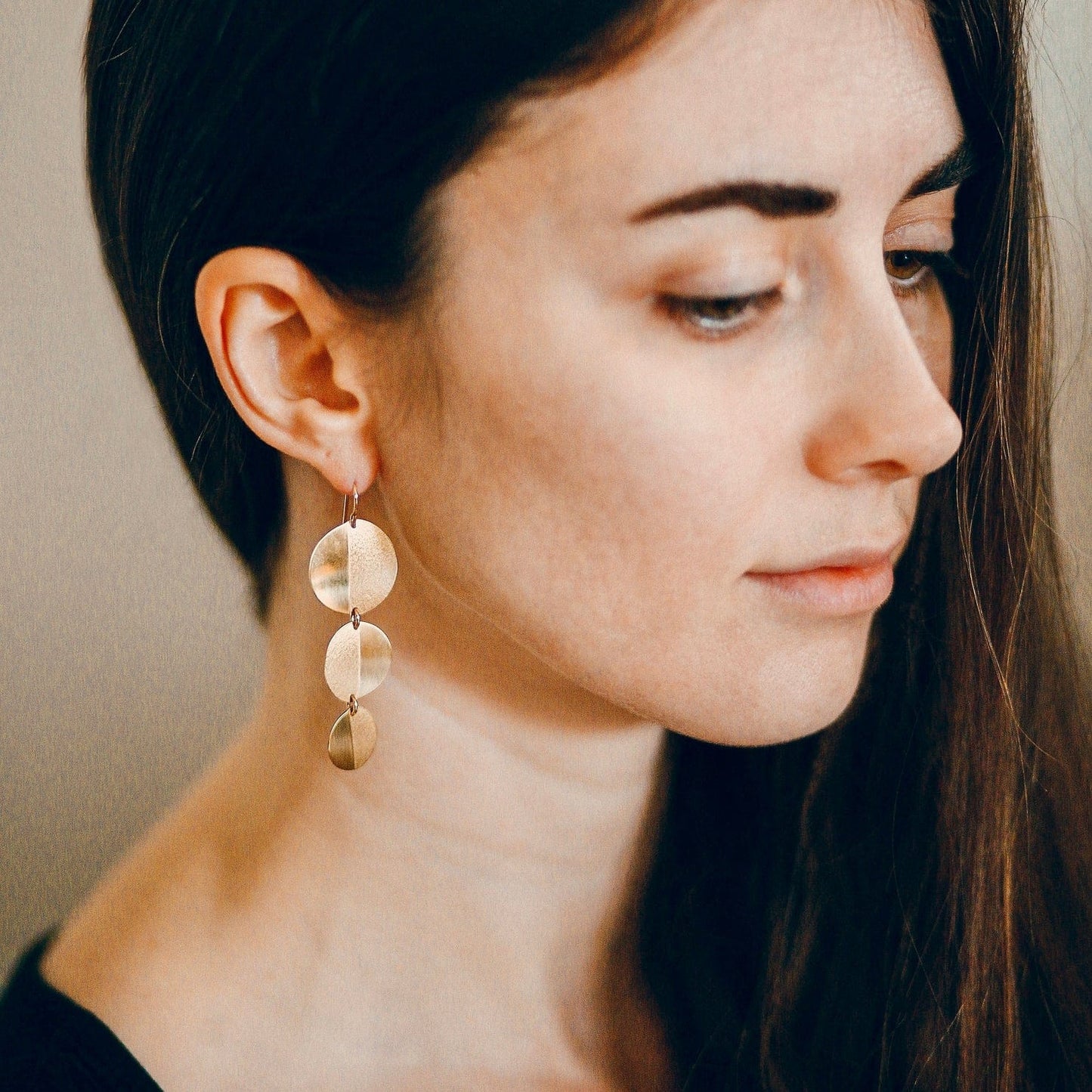 EAR-BRASS Moon Midi Earrings Brass