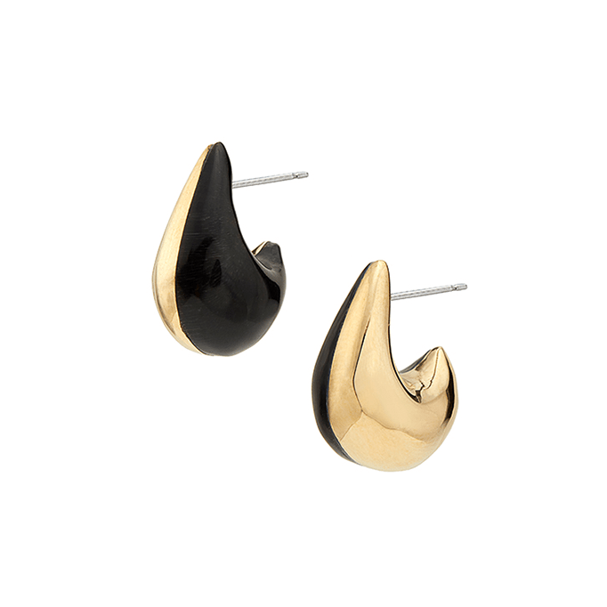 EAR-BRASS Nene Teardrop Stud Earrings - Gold Plated Brass