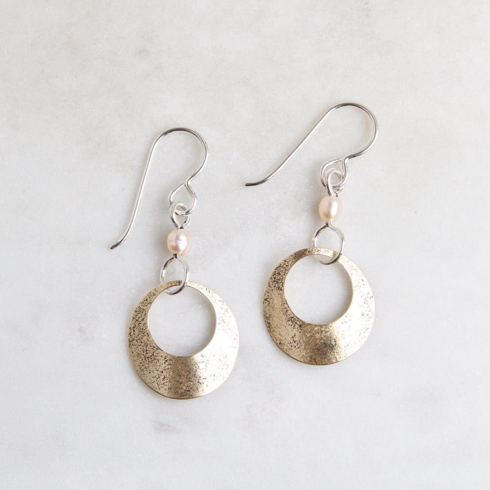 EAR-BRASS Petite Brass Open Disc, Slightly Folded Earring