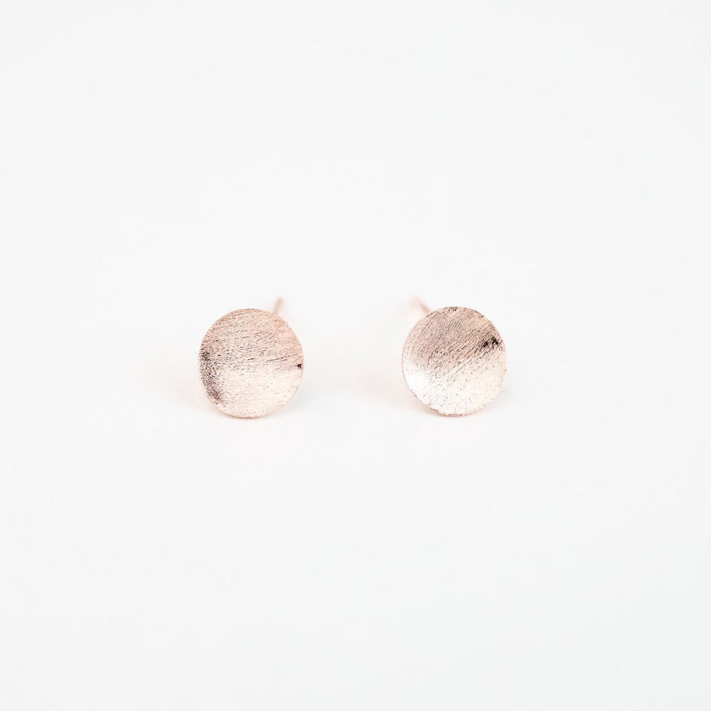 EAR-BRASS Petite Curl Dot Ear Studs - Brushed Rose Gold