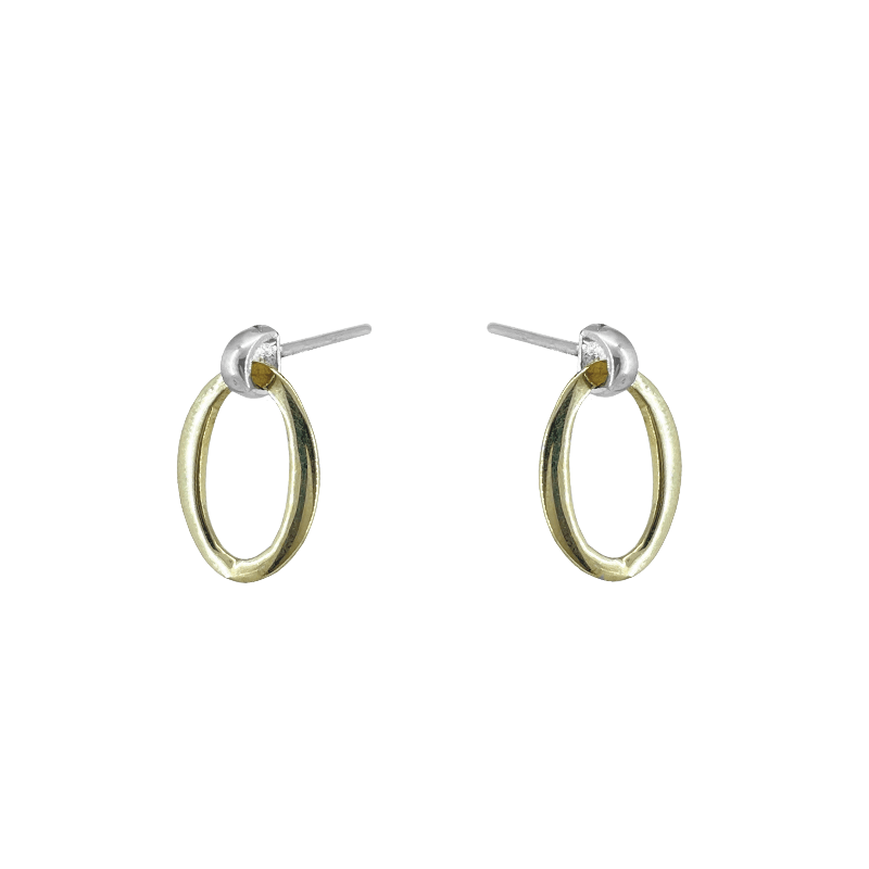 EAR-BRASS Silver Post with Solid Brass Ring Drop Earring