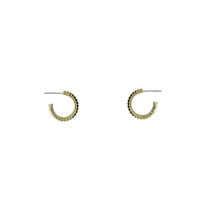 EAR-BRASS Small Solid Brass Dot Hoop