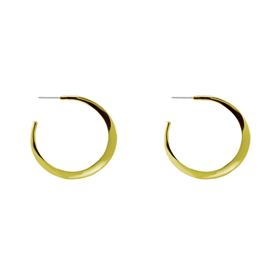 EAR-BRASS Solid Brass Crescent Moon Hoops – Large