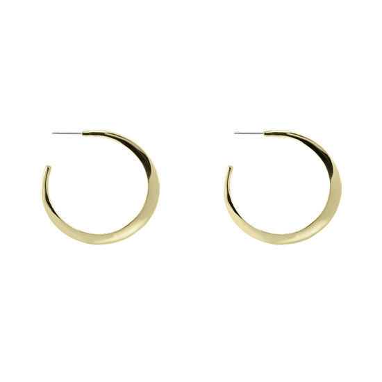 EAR-BRASS Solid Brass Crescent Moon Hoops – Medium