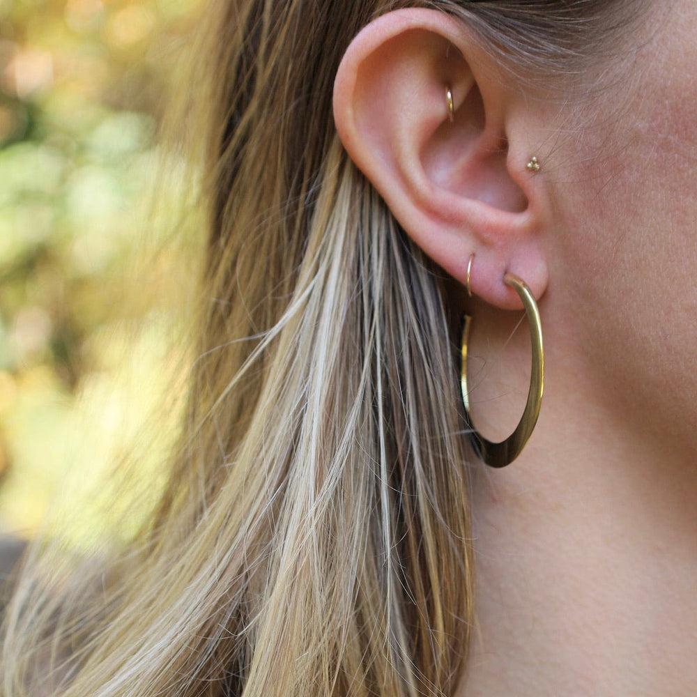 EAR-BRASS Solid Brass Crescent Moon Hoops – Medium