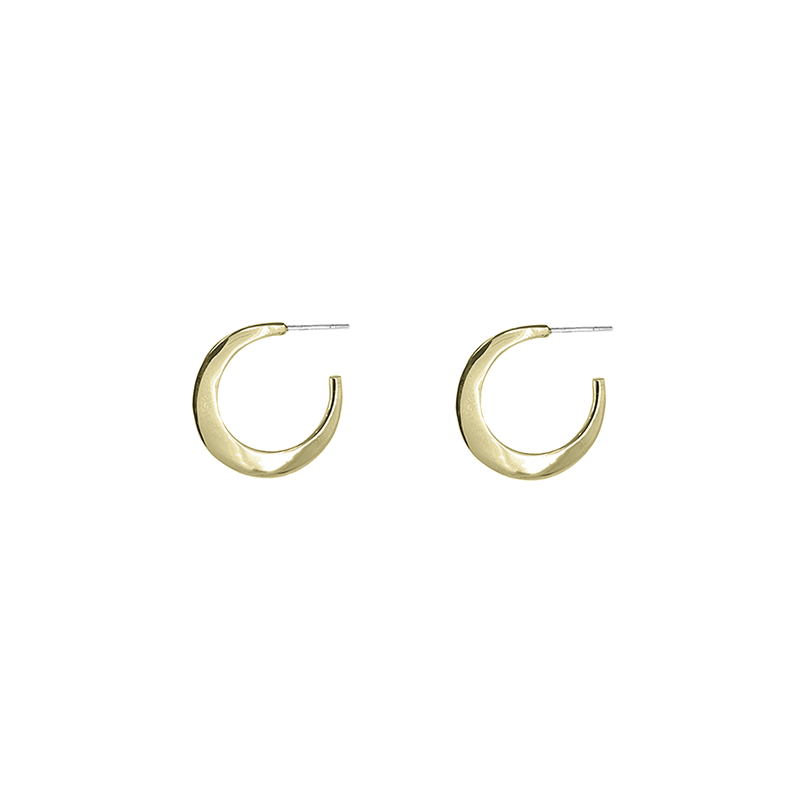 EAR-BRASS Solid Brass Crescent Moon Hoops – Small