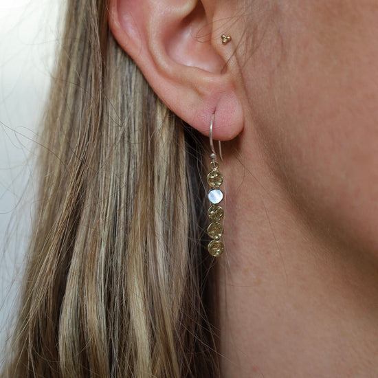 EAR-BRASS Solid Brass Dots with Mother of Pearl