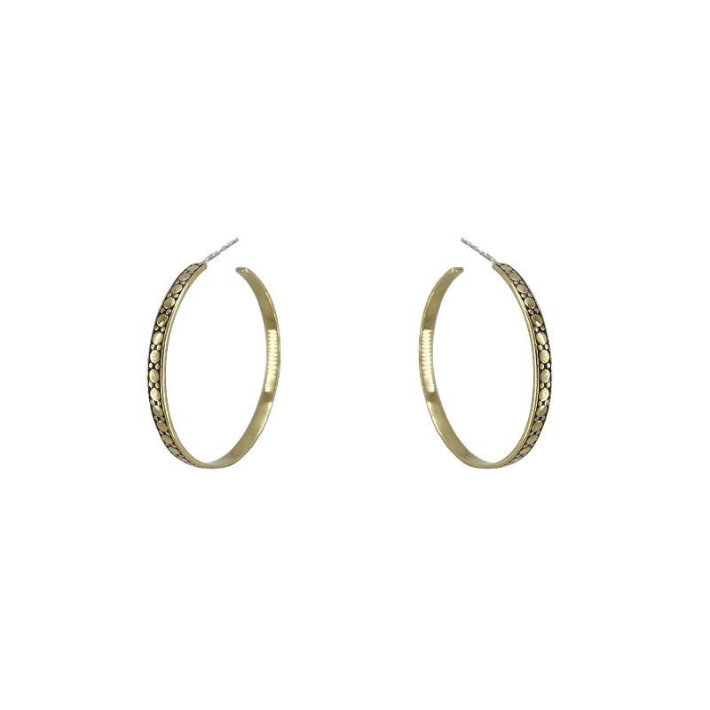 EAR-BRASS Solid Brass Large Polka Dot Hoop