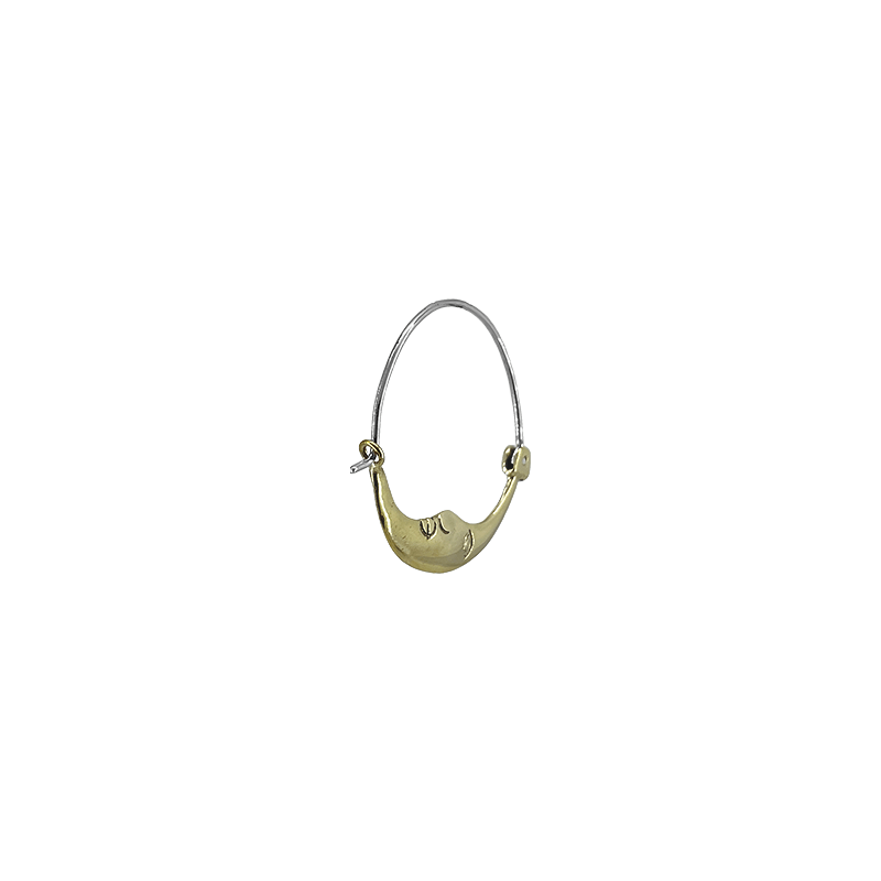 
                      
                        EAR-BRASS Solid Brass Moon Face Hoop
                      
                    