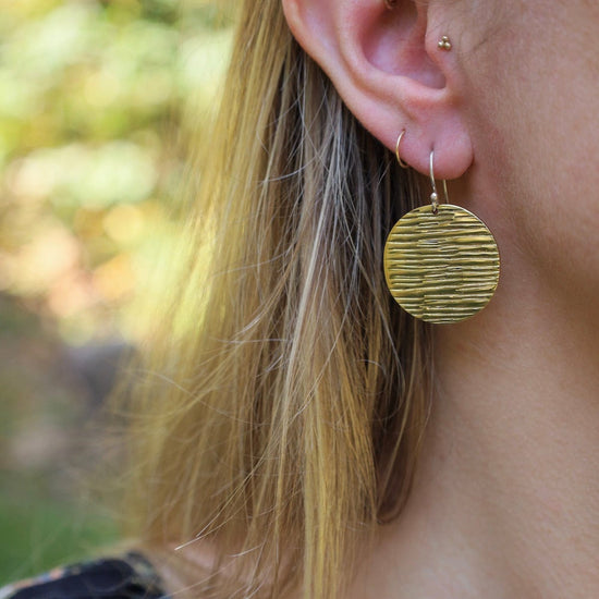 EAR-BRASS Strata Collection – Large Solid Brass Dangle Earrings