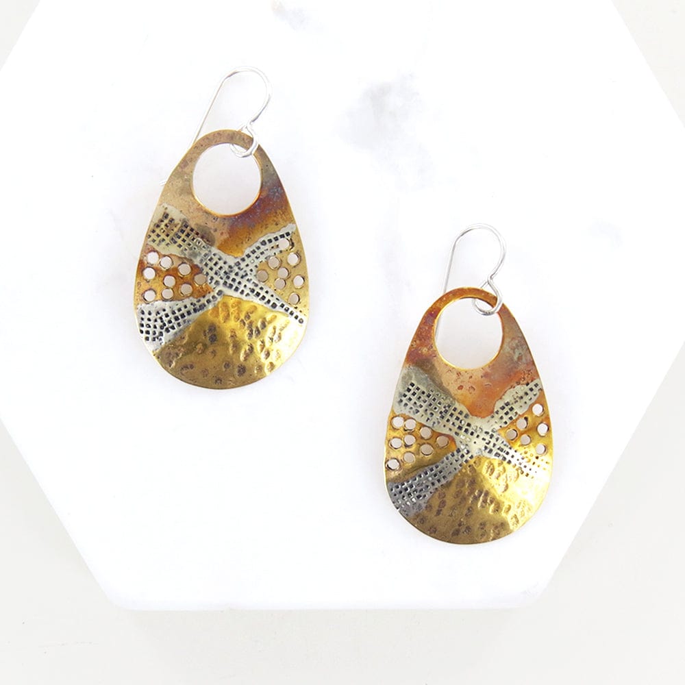 EAR-BRASS TEXTURAL BRASS EARRING