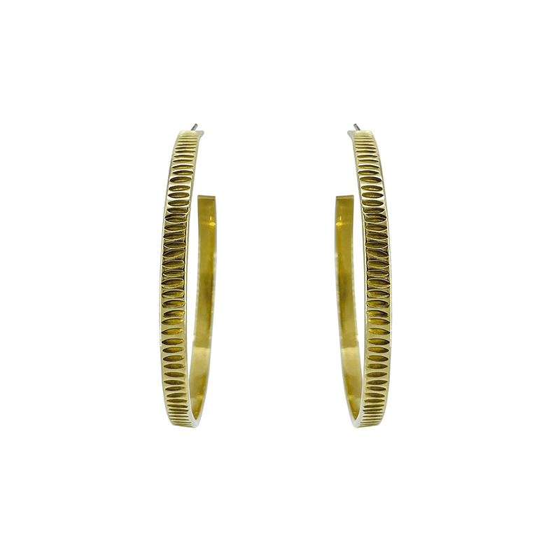 EAR-BRASS Textured Solid Brass Hoop