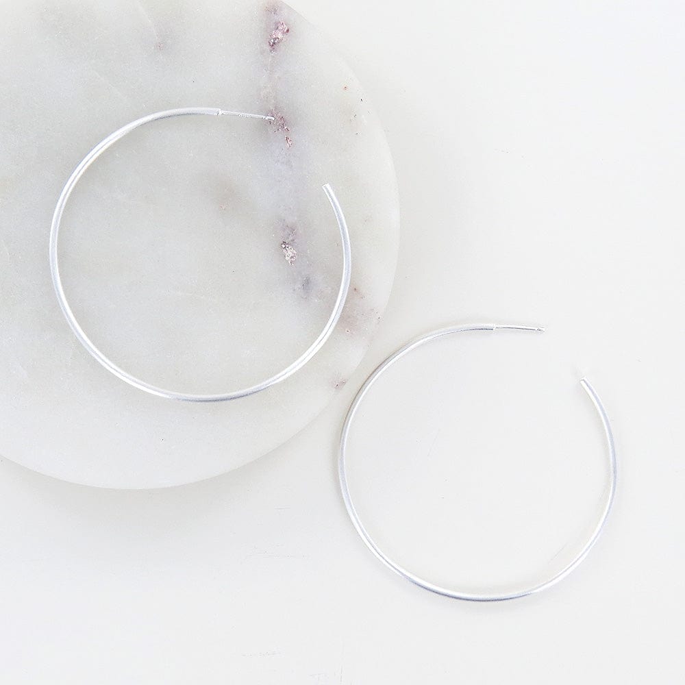 EAR BRUSHED STERLING SILVER 50MM TUBE HOOP