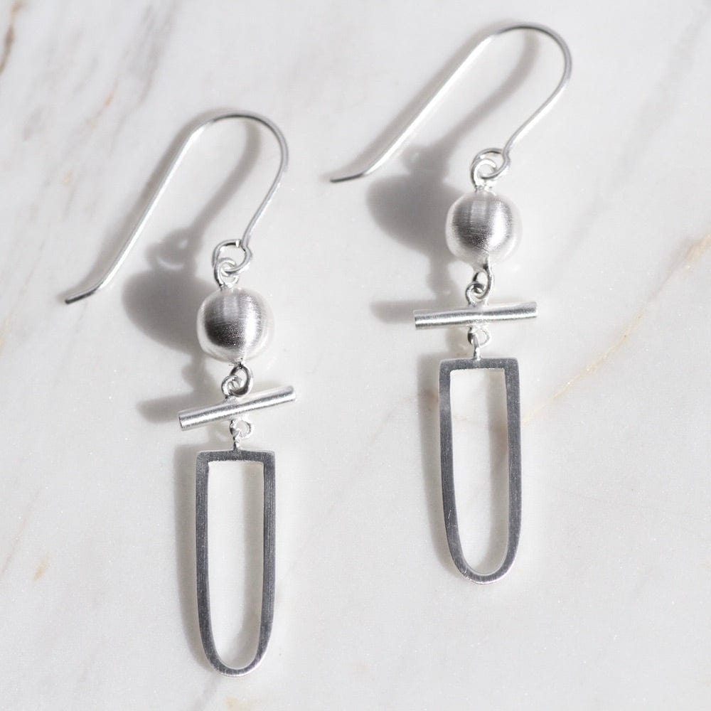 
                      
                        EAR Brushed Sterling Silver Mod Shapes Drop Earrings
                      
                    