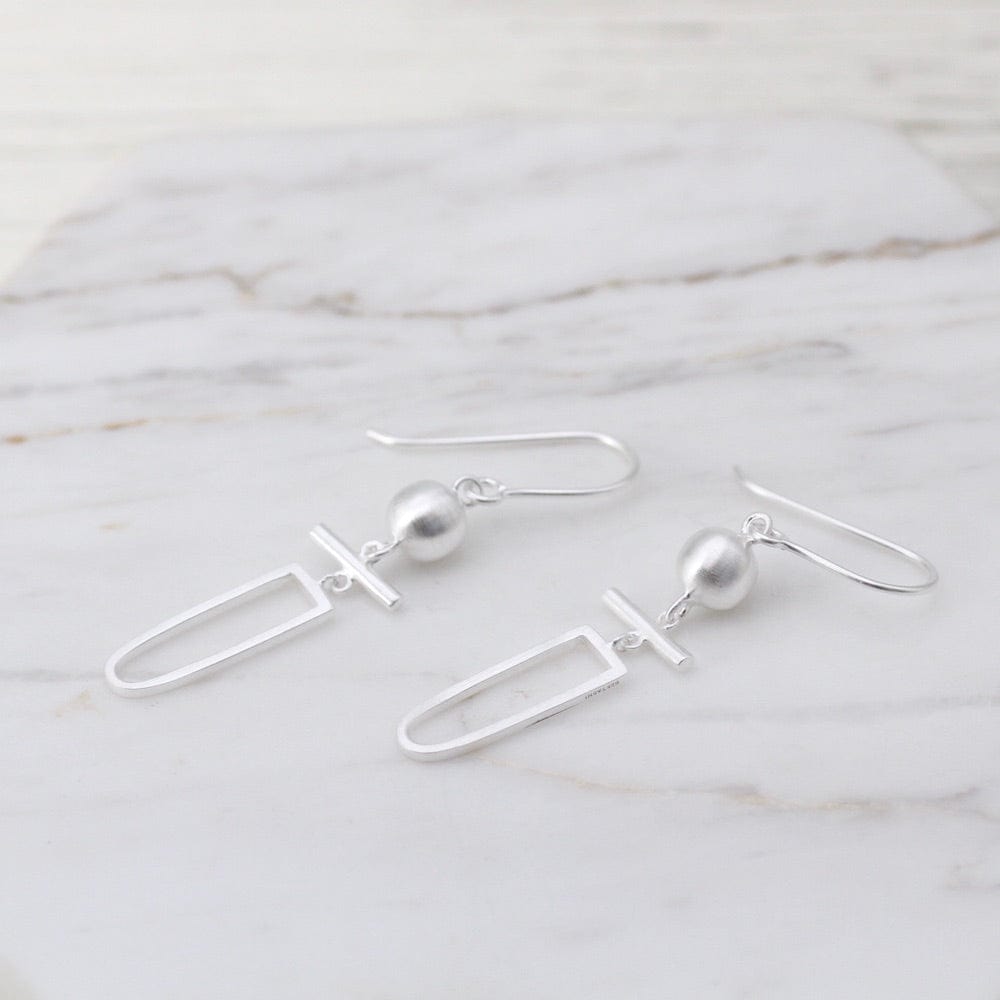 
                      
                        EAR Brushed Sterling Silver Mod Shapes Drop Earrings
                      
                    