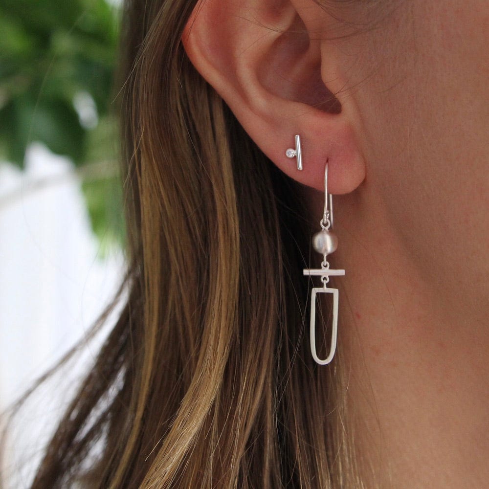 
                      
                        EAR Brushed Sterling Silver Mod Shapes Drop Earrings
                      
                    