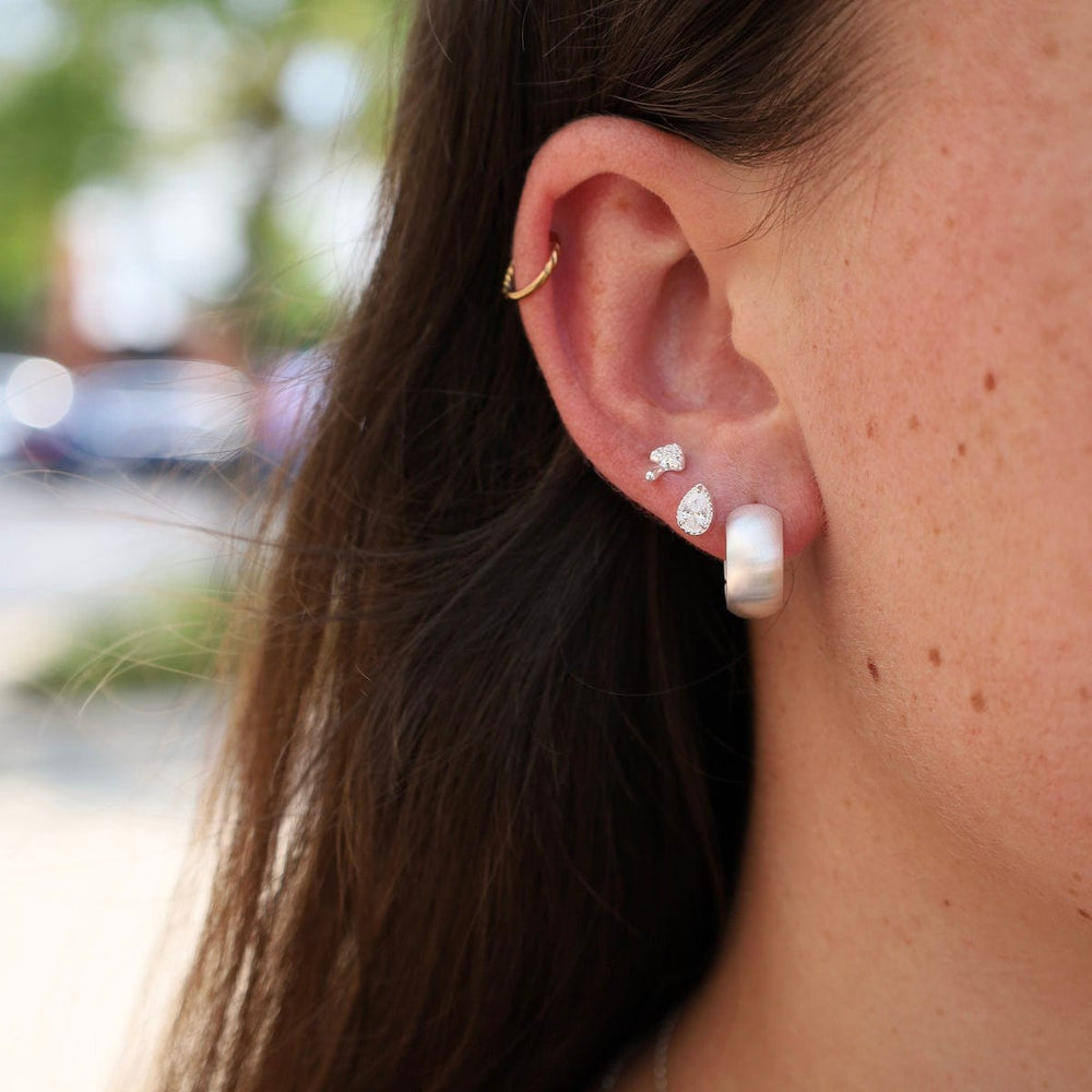 EAR Brushed Sterling Silver Perfect Wide Click Huggie Hoop Earrings