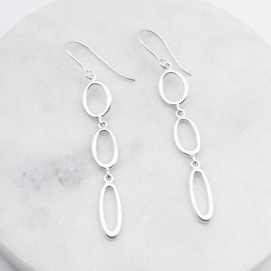 EAR Brushed Sterling Three Organic Shapes Earring