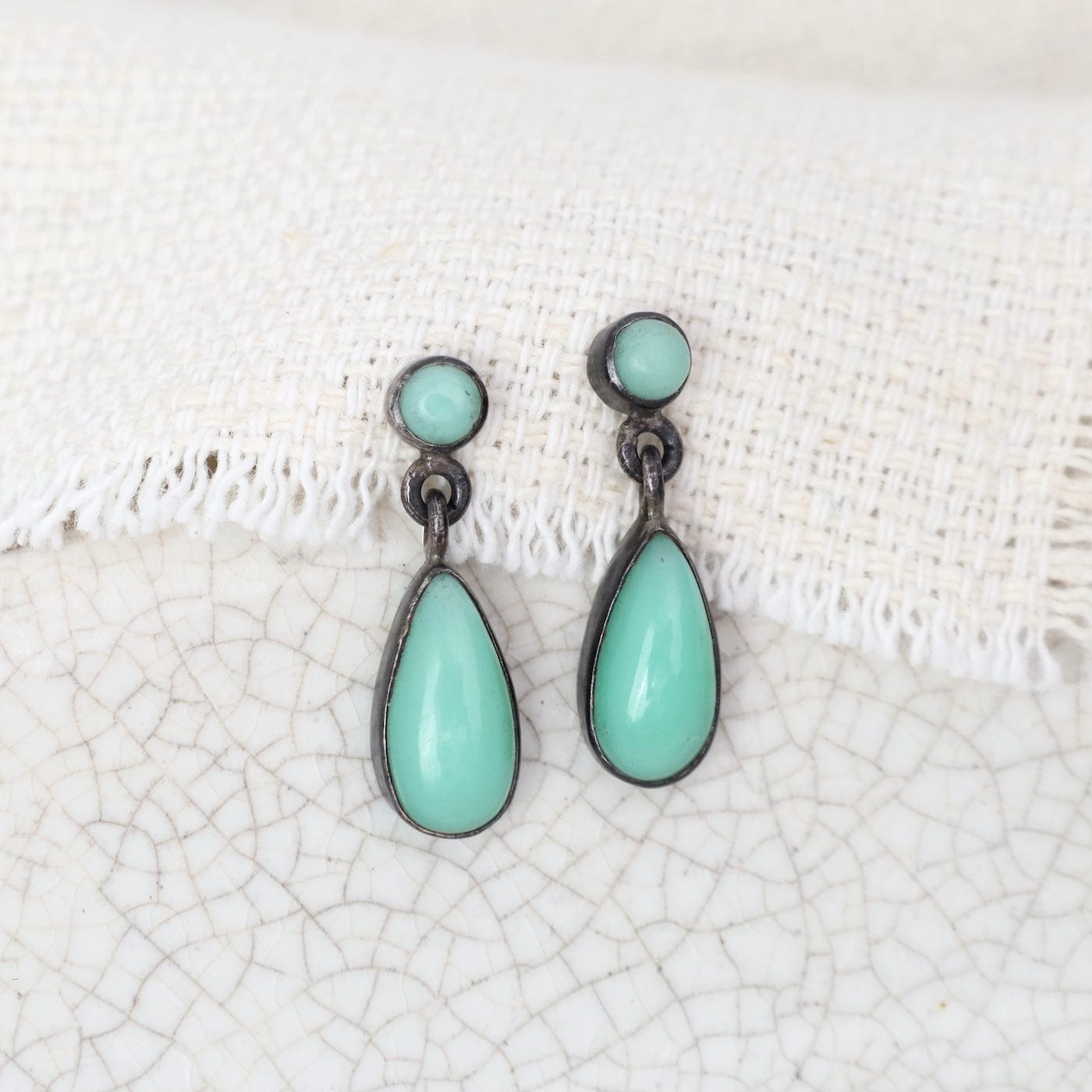 EAR Cabochon ChrysopraseTeardrop Stud Earring